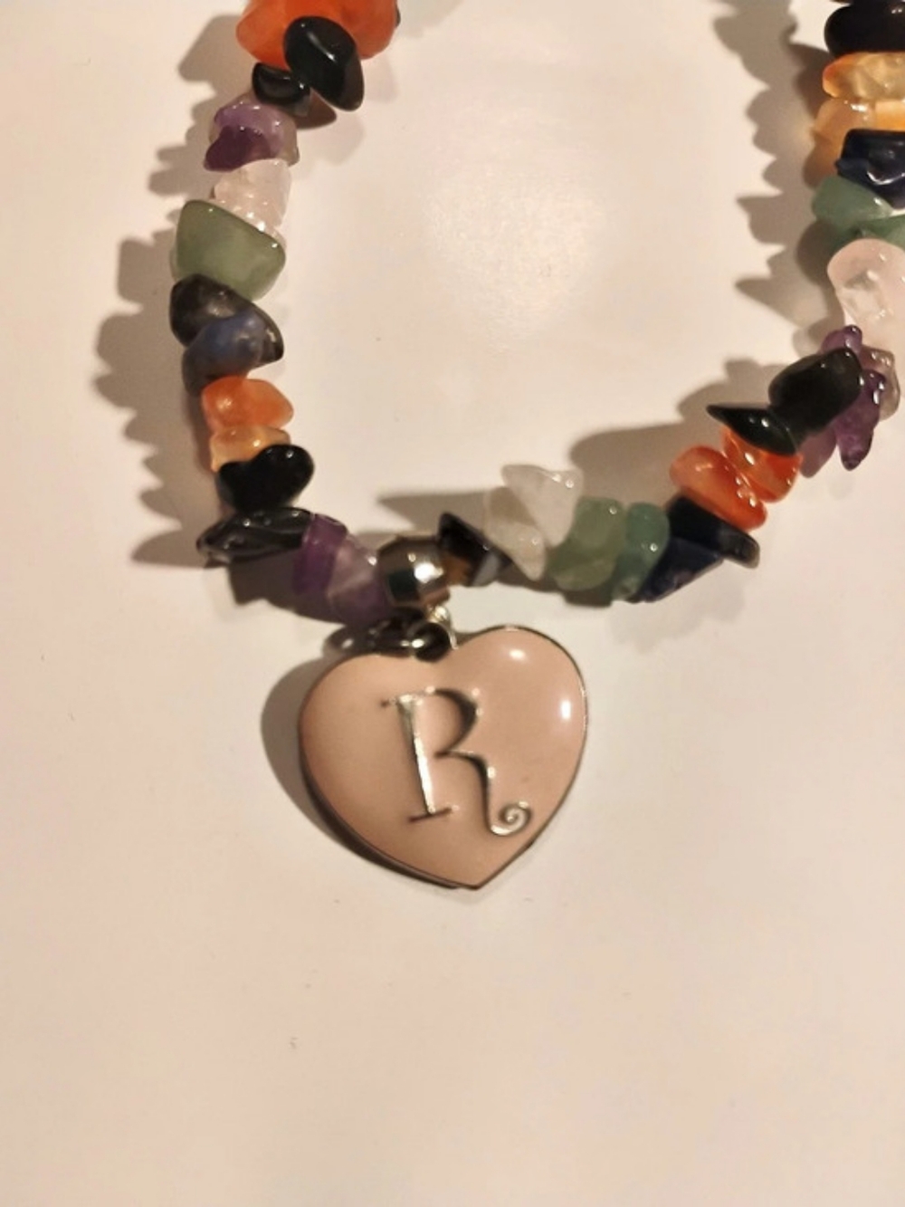 Multicolor Stone Bracelet With R Pendant - Picture 3 of 3
